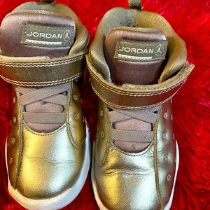 Nike hightops Jordan size 9 toddler gold shoes
